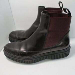 Tod's Chelsea boots Women 37 Red Black Polished Glossed leather Two Tone Booties